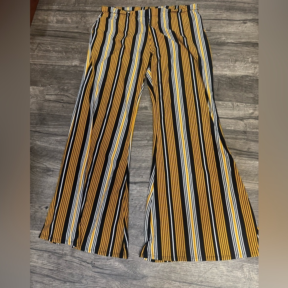 Vibe Sportswear Striped Pants in Yellow, Black, and Gray